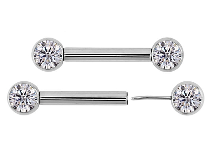 Штанга для пирсинга груди безрезьбовая Bright 1.6 мм (14 G)